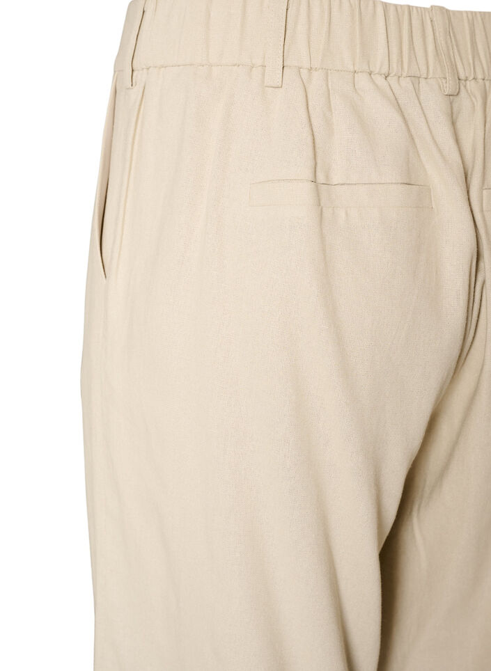 Bermuda taille haute en lin et viscose, Beige, Packshot image number 3