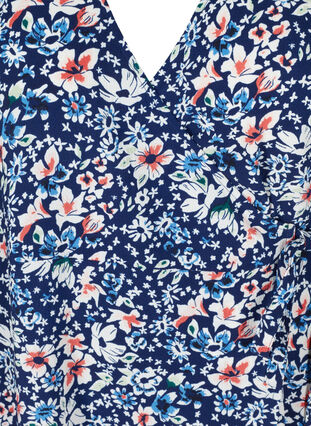 Robe portefeuille manches courtes, Blue Flower AOP, Packshot image number 2
