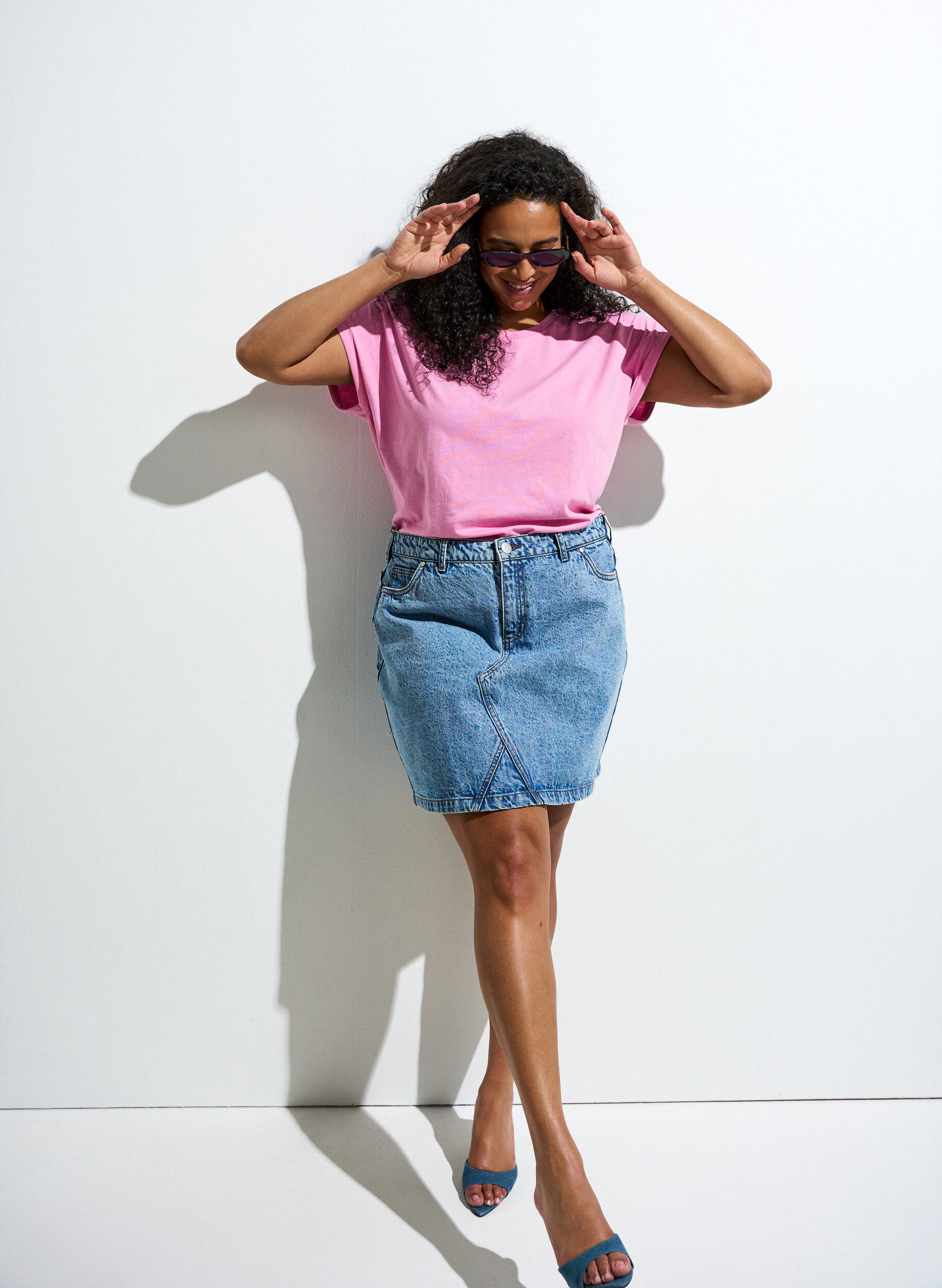 T-shirt &agrave; manches courtes en coton m&eacute;lang&eacute;