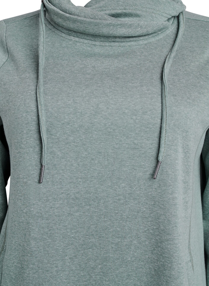 Robe sweat-shirt courte &agrave; col montant et poches, Vert, Packshot image number 2