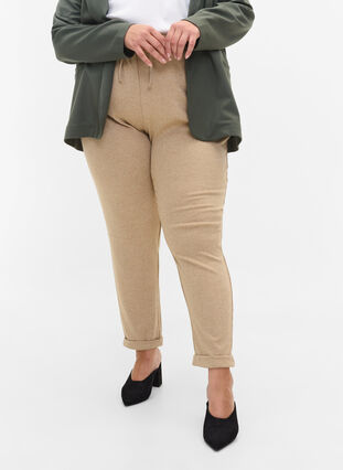 Pantalon chiné avec cordon de serrage et poches, Beige Melange, Model image number 3