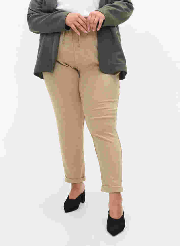 Pantalon chiné avec cordon de serrage et poches, Beige Melange, Model image number 3