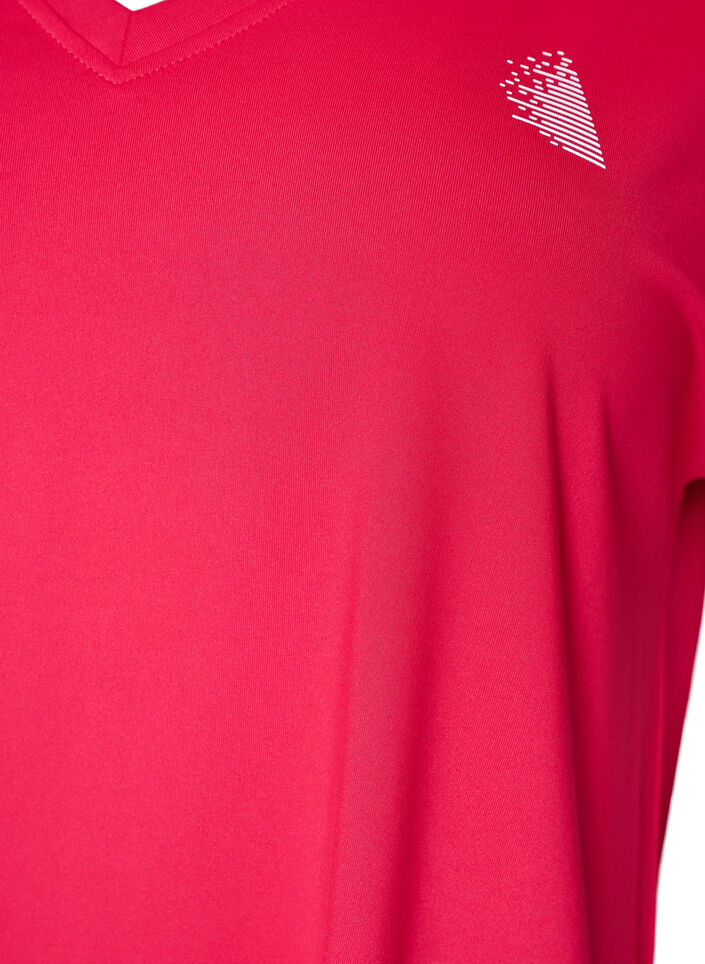 Losvallend trainings-T-shirt met V-hals, Roze, Packshot image number 2