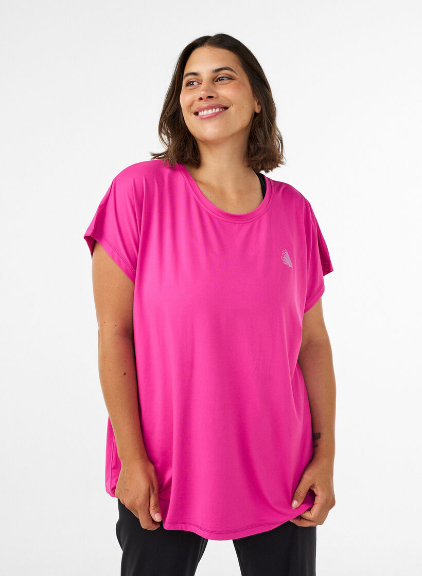 Effen gekleurd trainingsshirt, Roze, Model image number 0