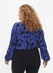 Blouse met lange mouwen en ruches, Black Blue AOP, Model image number 1