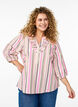 3/4 mouw blouse in katoen met strepen, Vanille, Model image number 0