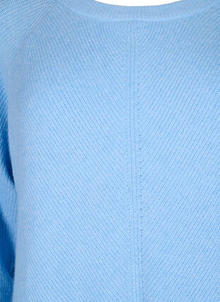 Gemêleerde pullover met zijsplit, Blue Bell/White Mel., Packshot image number 2