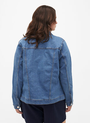 FLASH - Veste en jean en mélange de coton extensible, Blue Denim, Model image number 1