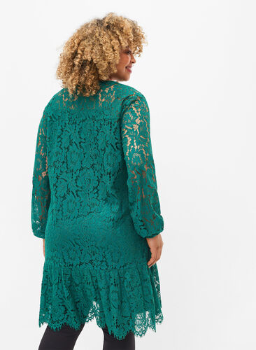Kanten jurk met lange mouwen, Evergreen, Model image number 1