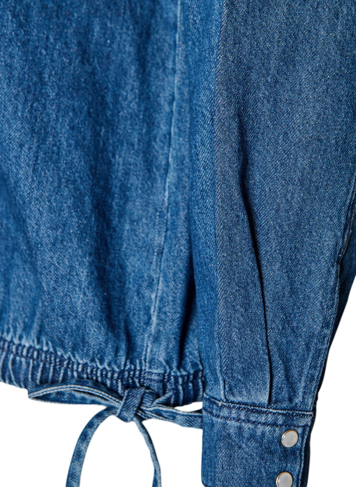 Blouse en jean coupe ballon, Bleu, Packshot