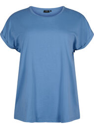 T-shirt met korte mouwen van katoenmix, Moonlight Blue, Packshot