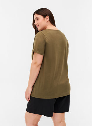 Katoenen t-shirt met print, Ivy Green, Model image number 1