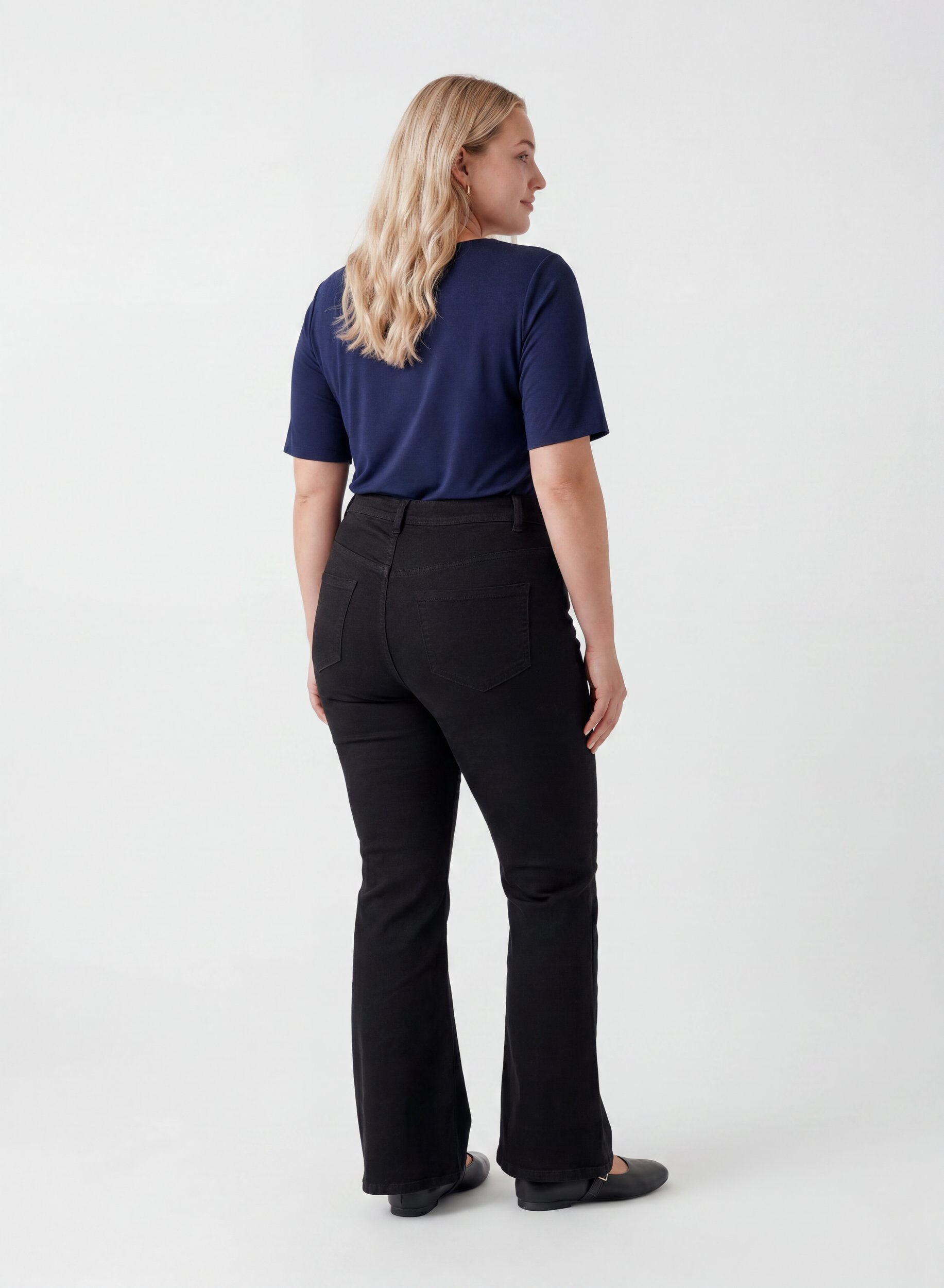 ZizziGeweven blouse met korte mouwen en ronde hals, Blauw, Model image number 2