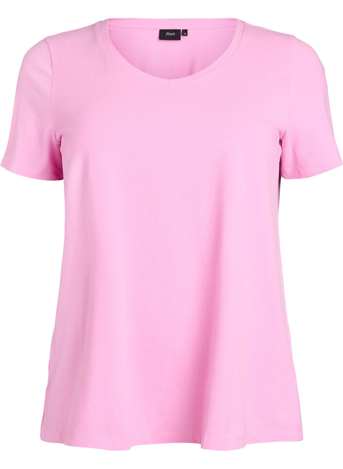 Effen basic katoenen T-shirt, Roze, Packshot image number 0
