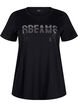 T-shirt en coton avec motif strass, Black w. Dream, Packshot image number 0
