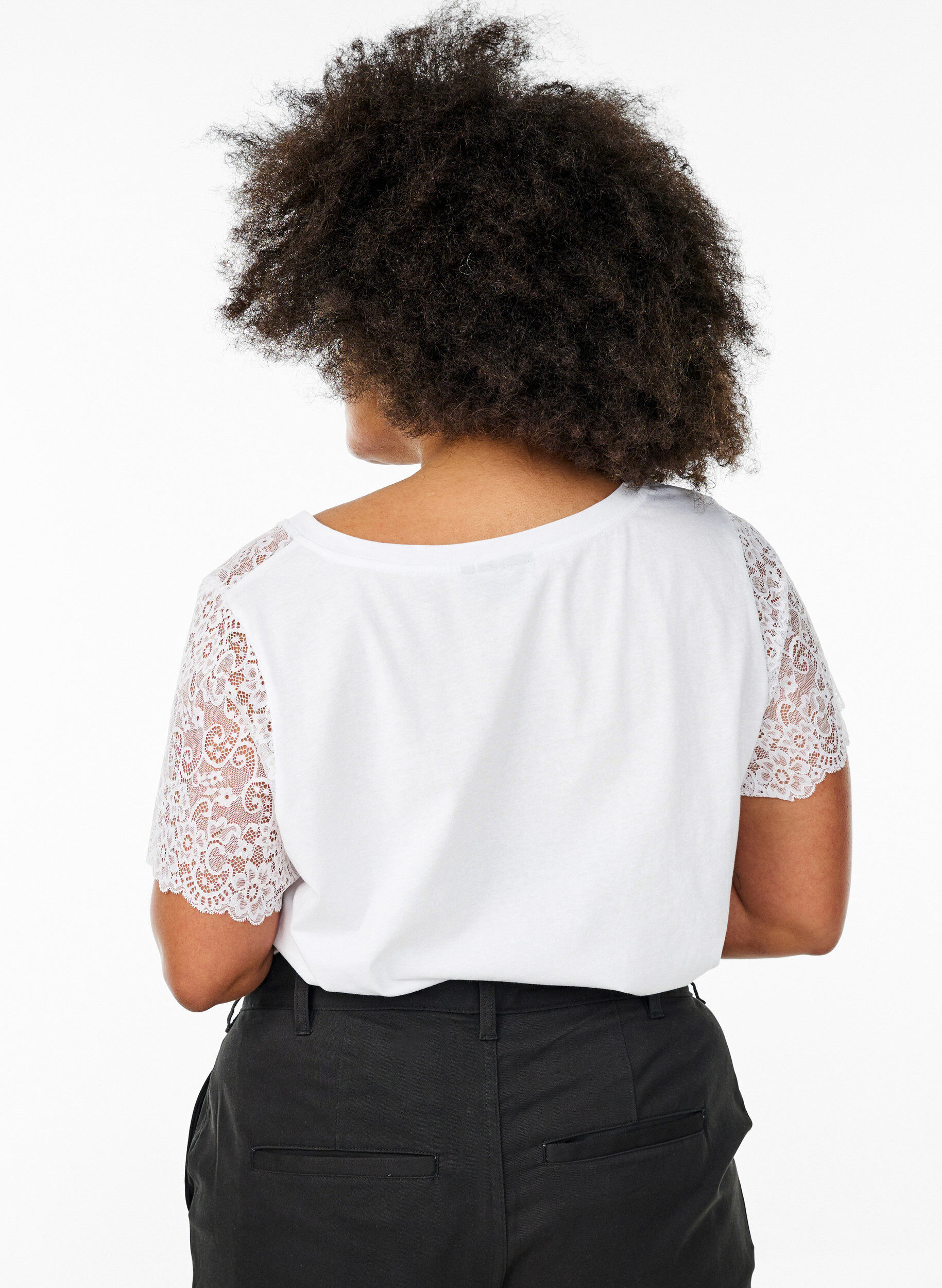 ZizziKatoenen t-shirt met korte kanten mouwen, Wit, Model image number 2