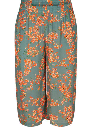 Pantalon-culotte ample en viscose, Balsam Green Flower, Packshot image number 0