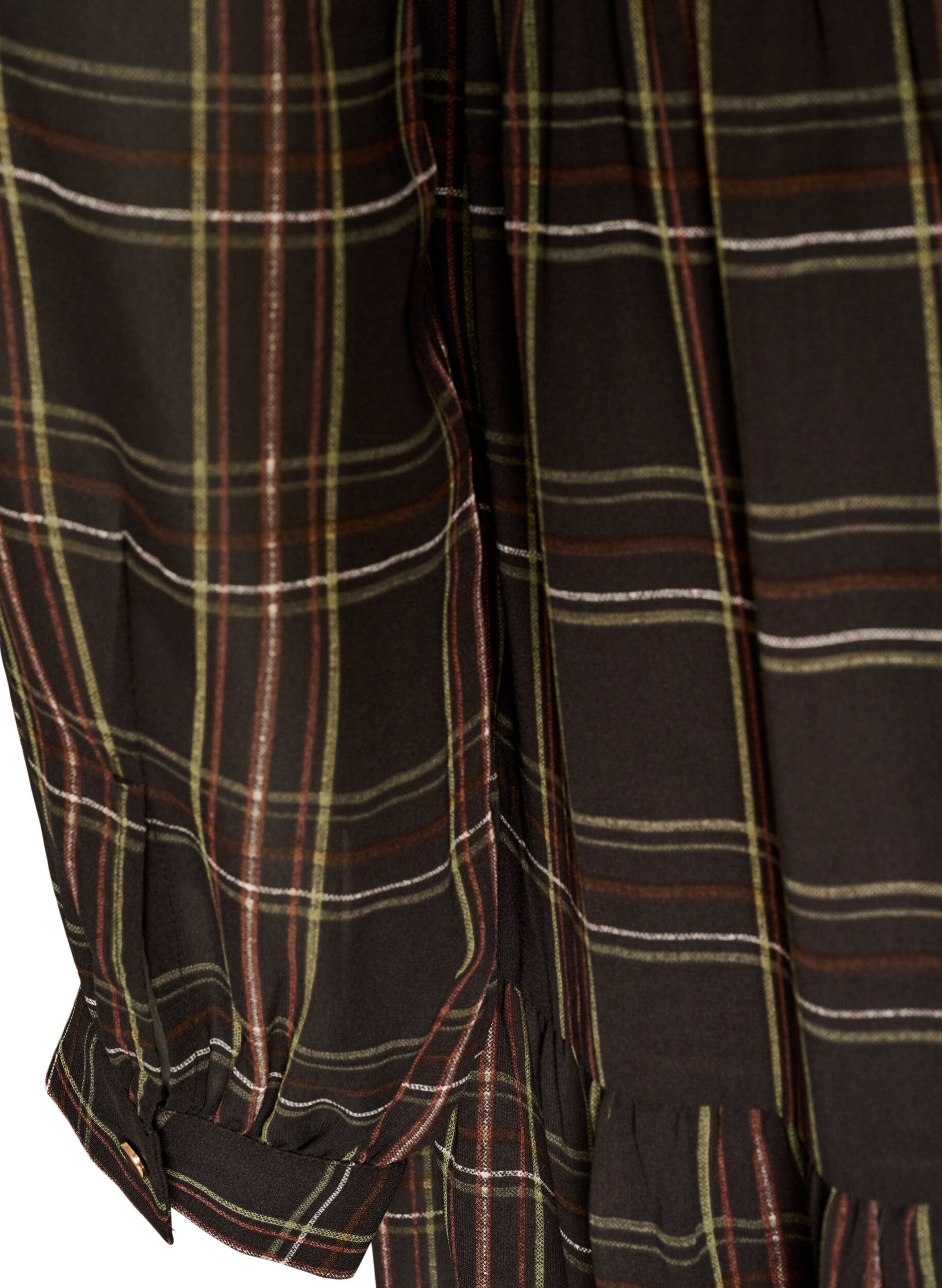 ZizziGecontroleerde midi-jurk met een rok in lagen, Bruin, Packshot image number 3