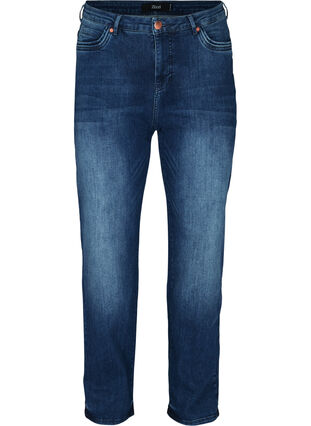 Gemma jeans met regular fit en hoge taille, Blue denim, Packshot image number 0
