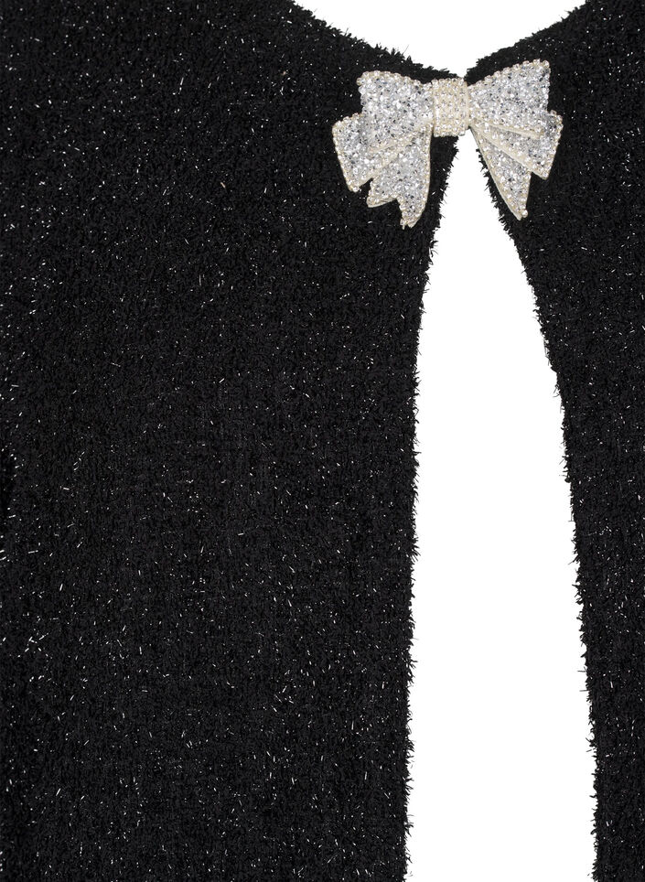 Jas met strik en glitterdraad, Black, Packshot image number 2