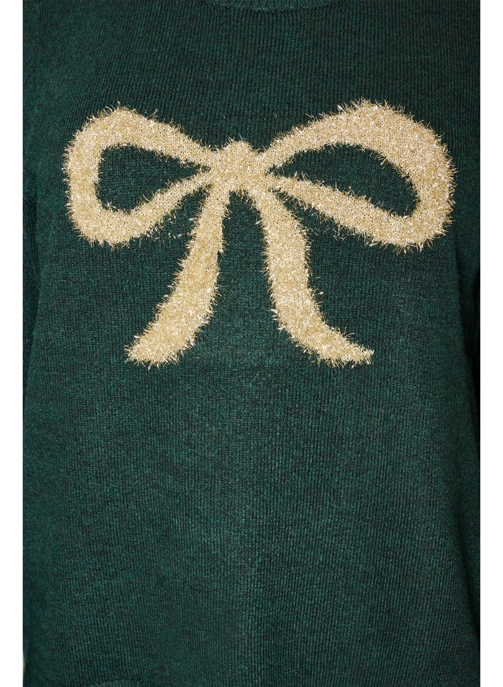 Gebreide jumper met glitterstrik, Groen, Packshot image number 2