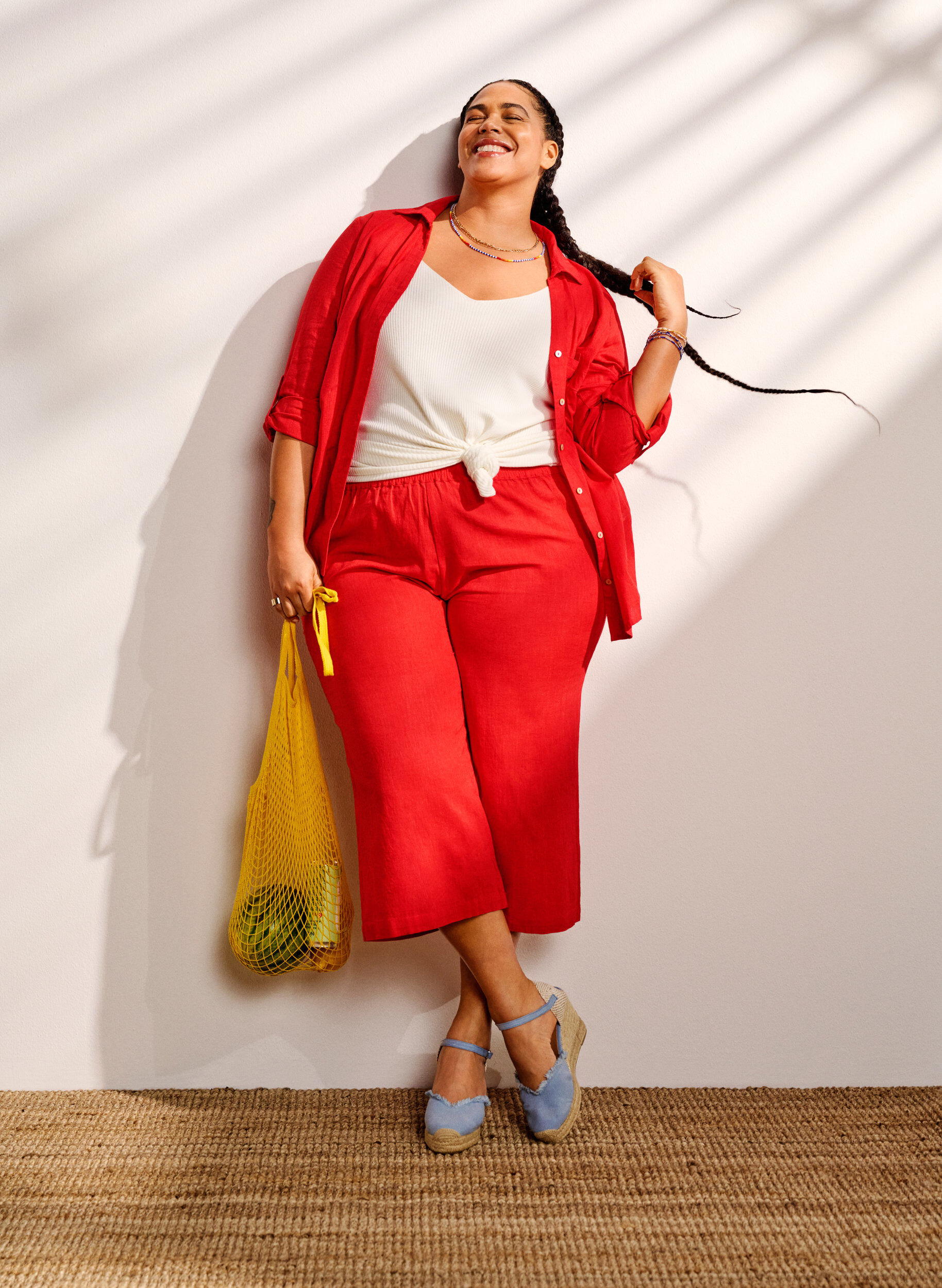 ZizziShirtblouse met knoopsluiting van katoen-linnenmix, Hibiscus, Image image number 0