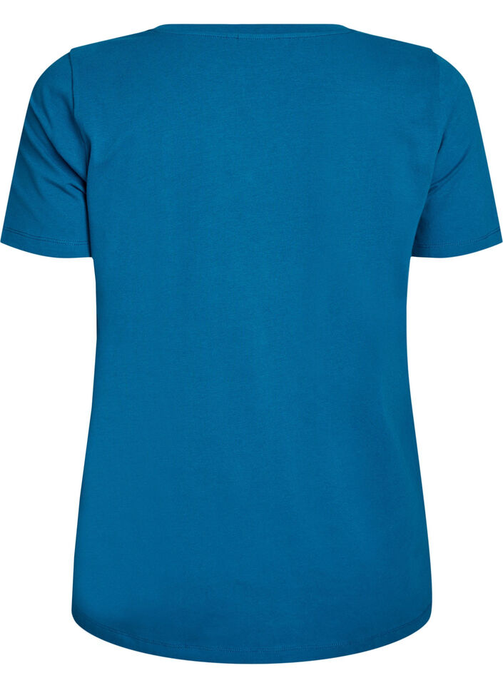 Effen basic katoenen T-shirt, Blauw, Packshot image number 1