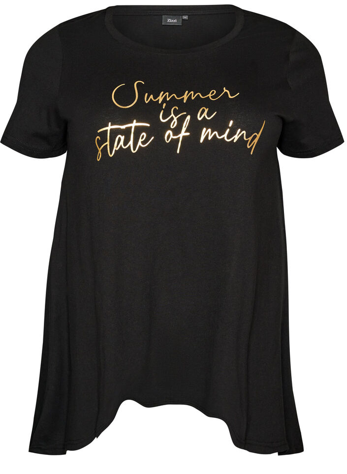 T-shirt &agrave; col rond et coupe &eacute;vas&eacute;e, Noir, Packshot image number 0