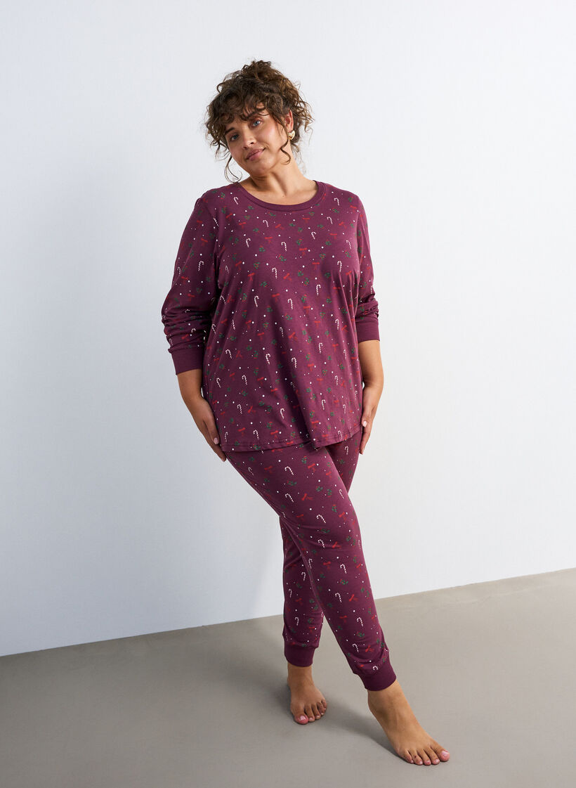 Bas de pyjama imprim&eacute;, Bordeaux fonc&eacute;, Model image number 0