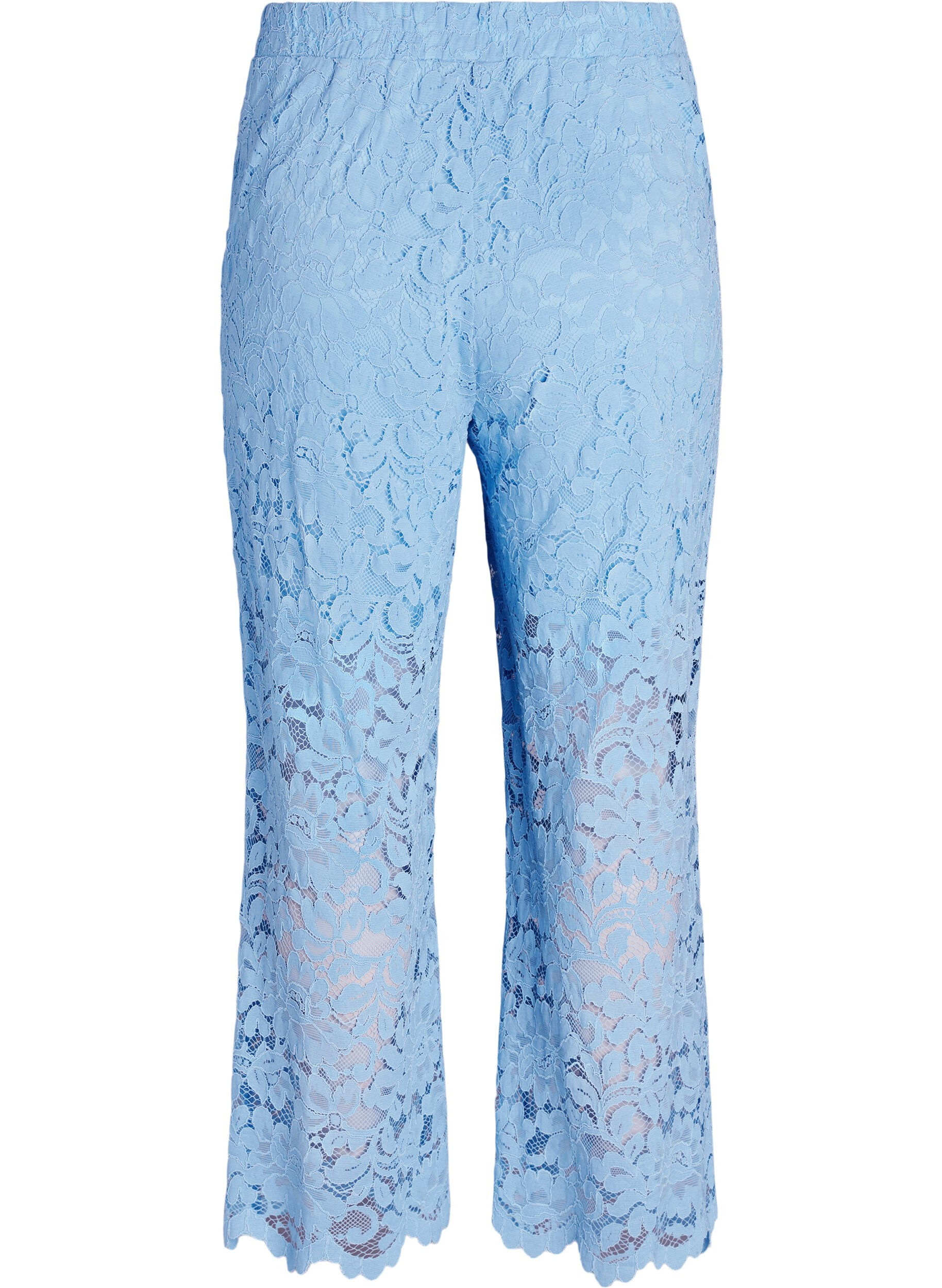 ZizziHoog getailleerde kanten broek met rechte pijpen, Blauw, Packshot image number 1