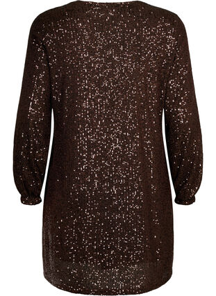 Robe courte à sequins et manches longues, Chicory Coffee, Packshot image number 1