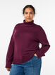 Gebreide blouse met col en knoopjes aan de zijkant, Donker Bordeaux, Model image number 0