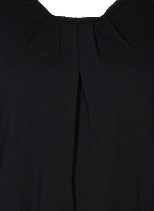 T-shirt à manches courtes avec col rond et bord en dentelle, Black, Packshot image number 2