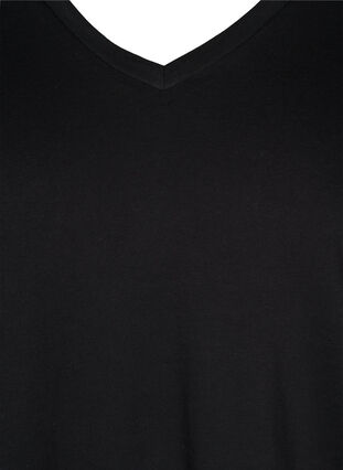 T-shirt en coton bio à col V, Black, Packshot image number 2