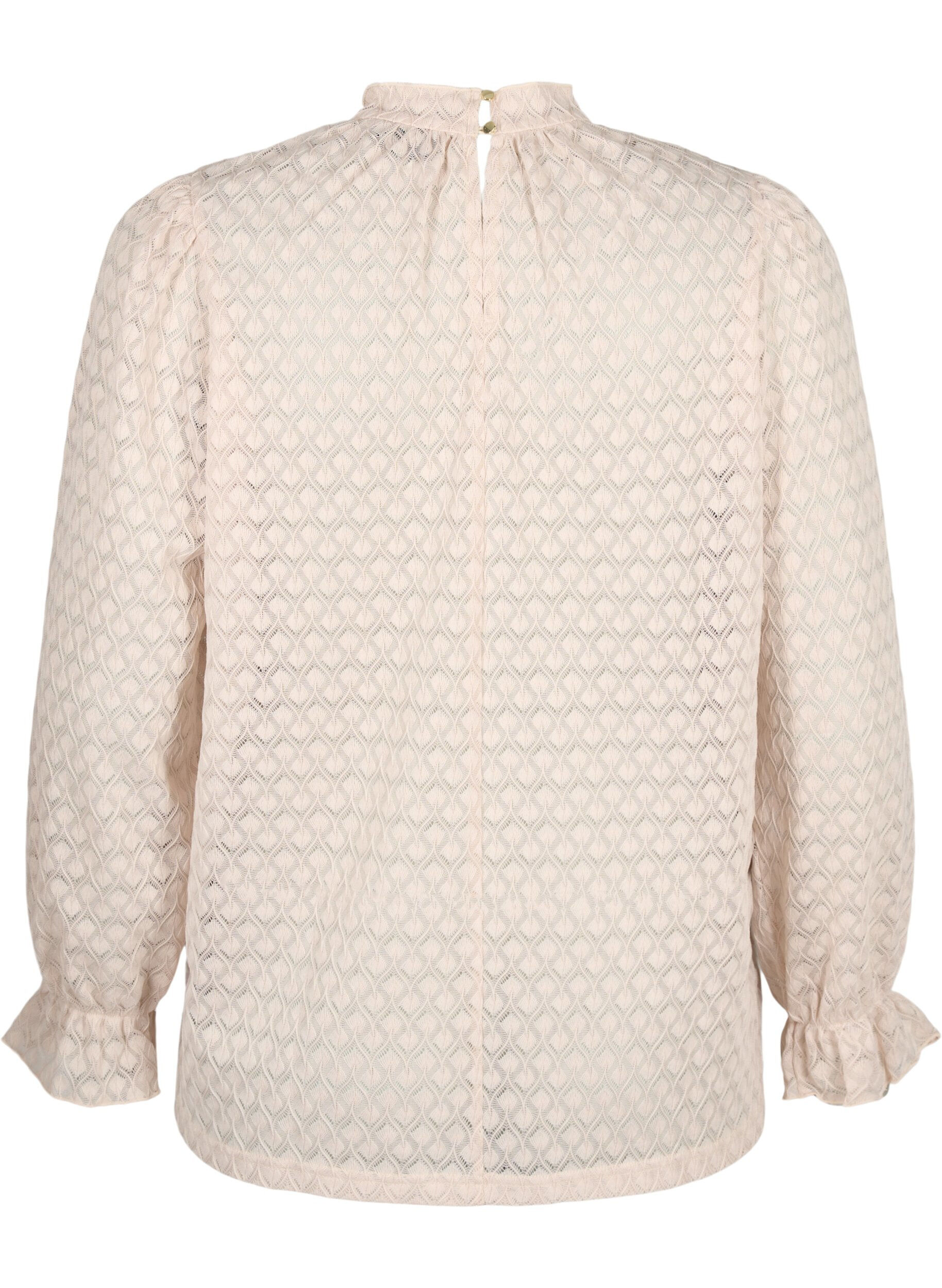 ZizziBlouse met lange mouwen en gedessineerde textuur, Whisper Pink, Packshot image number 1