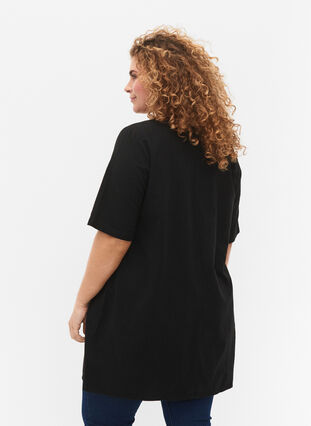 FLASH - Tunique à manches courtes en coton, Black, Model image number 1
