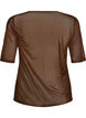 Mesh top met korte mouwen en ronde hals, Bruin, Packshot image number 1