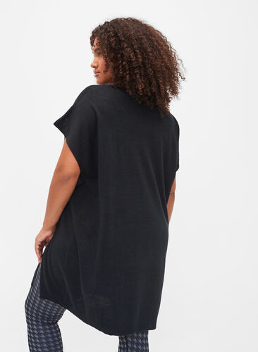 Robe en maille à paillettes et à manches courtes, Black W/Lurex, Model image number 1