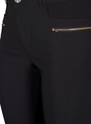 Nauwsluitende broek met rits details, Black, Packshot image number 2