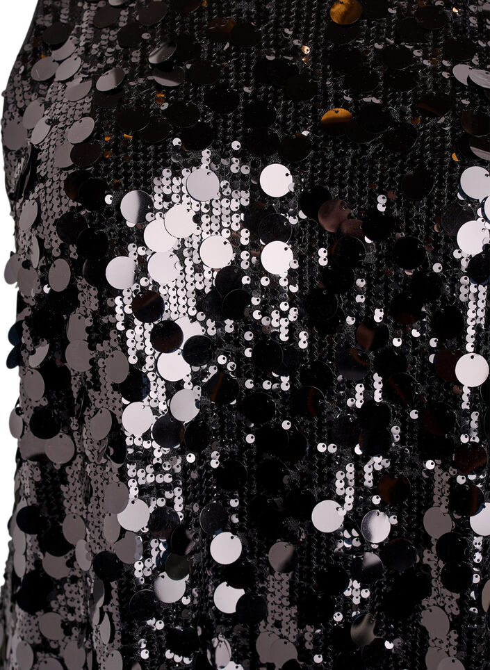Robe courte à sequins, Noir, Packshot image number 2