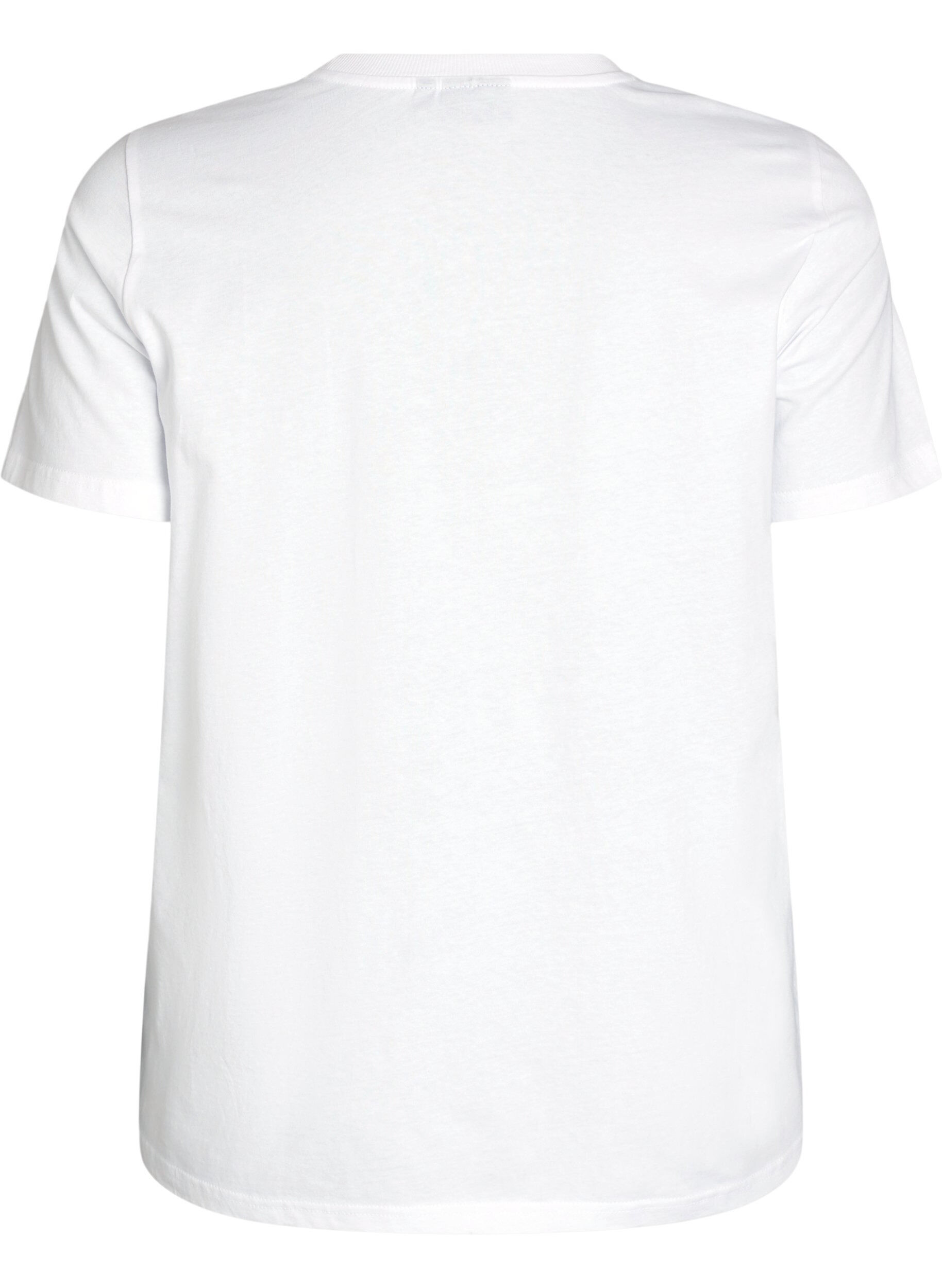 Zizzi T-shirt en coton avec imprim&eacute; sur le devant, Blanc, Packshot image number 1