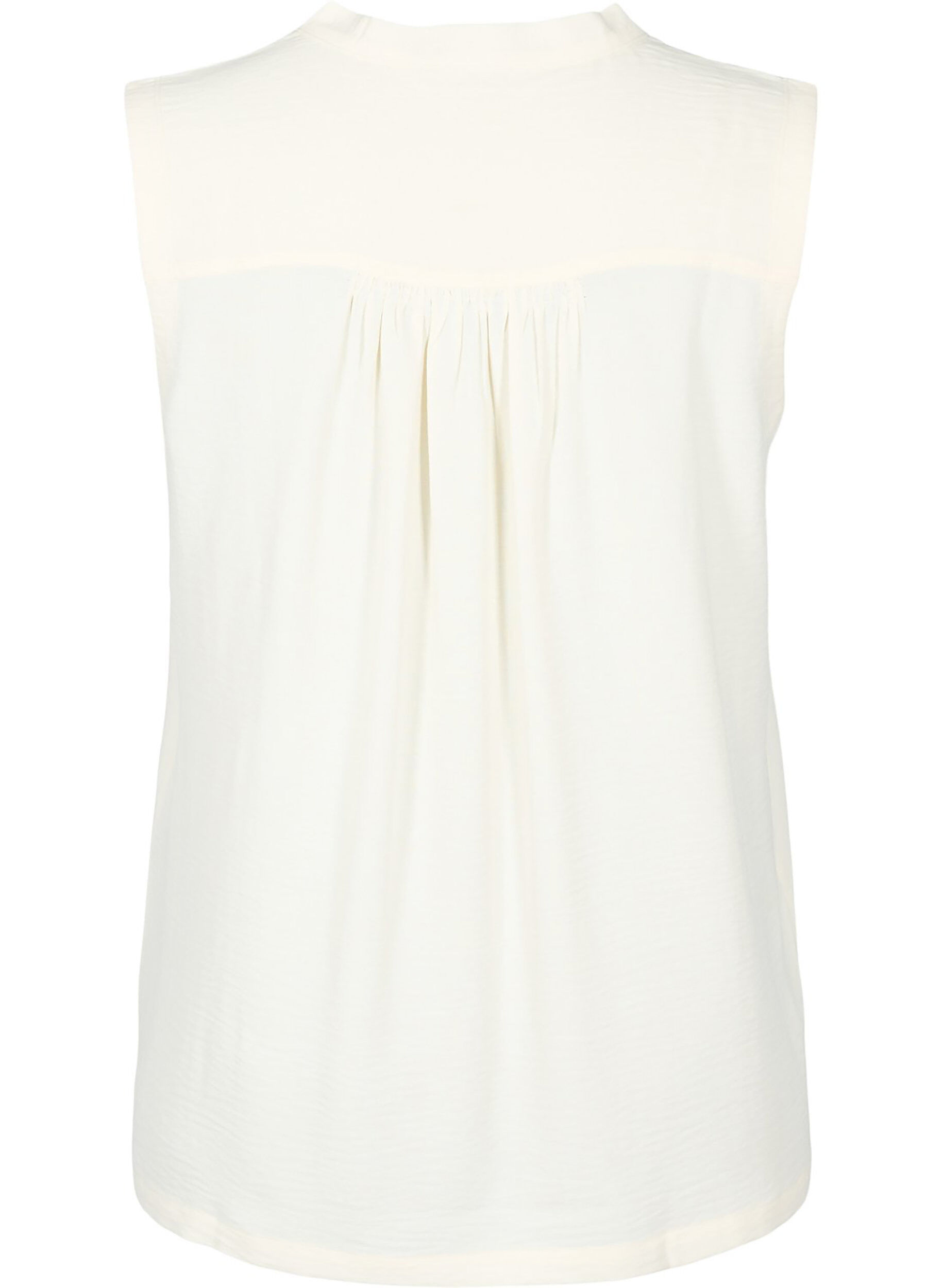 ZizziMouwloze top met kreukeffecten, Vanille, Packshot image number 1