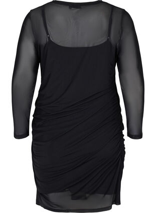 Robe en maille mesh ajustée avec manches 3/4, Black, Packshot image number 1