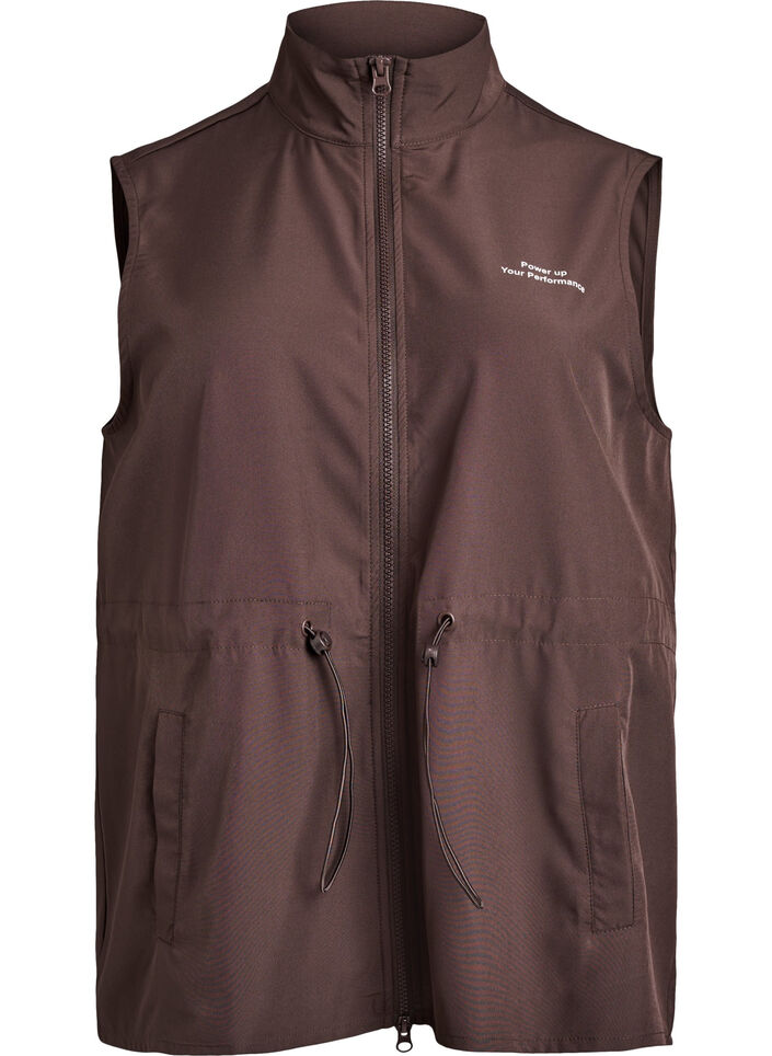 Veste sans manches avec taille &eacute;lastiqu&eacute;e, Marron, Packshot image number 0