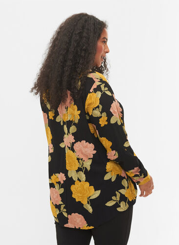 100% viscose blouse met bloemenprint, Scarab Flower, Model image number 1