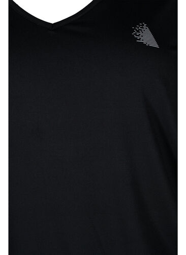 Effen trainings t-shirt met v-hals, Black, Packshot image number 2