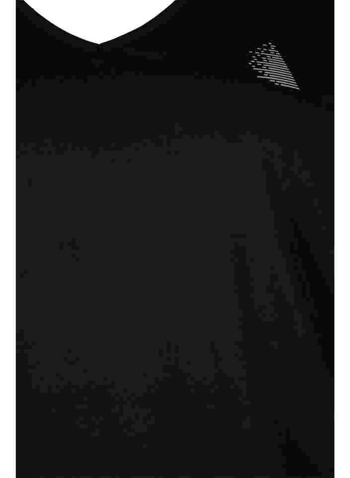 T-shirt d'entraînement de couleur unie avec col en V, Black, Packshot image number 2