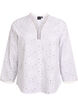 Blouse van katoen met lange mouwen en broderie anglaise, Wit, Packshot image number 0