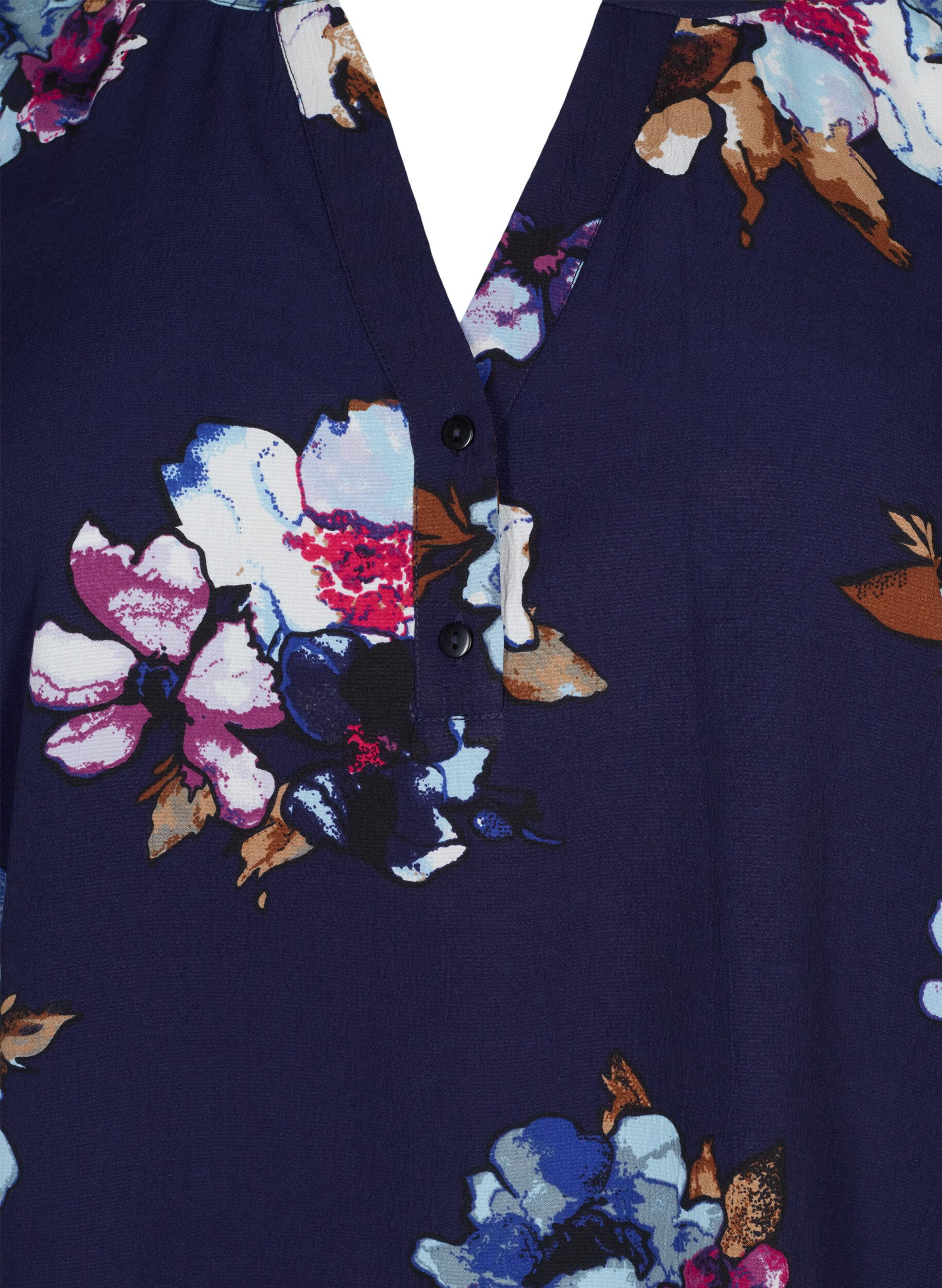 ZizziFLASH - Blouse met lange mouwen en print, Big Blue Flower, Packshot image number 2