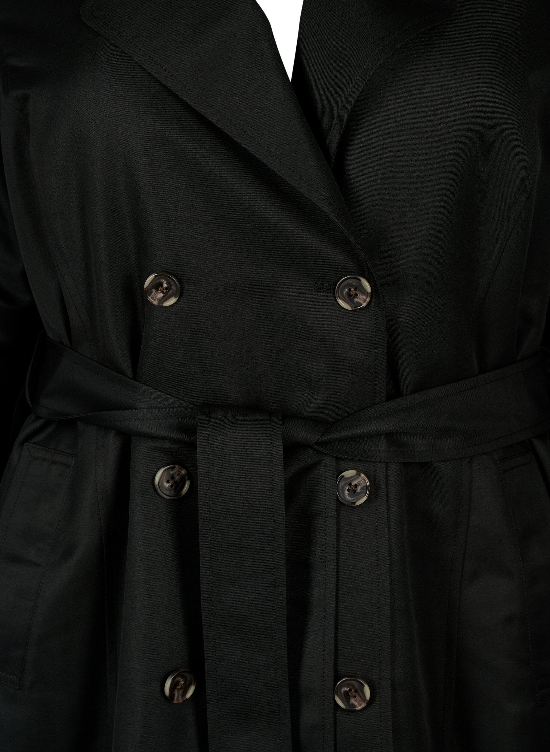 ZizziKorte trenchcoat met riem, Zwart, Packshot image number 2